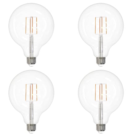 Sunlite LED G40 8.5W 100W Equiv E26 800 Lumen 2700K Dimmable Glass Filament Edison Globe Light Bulb, 4PK 41698-NS